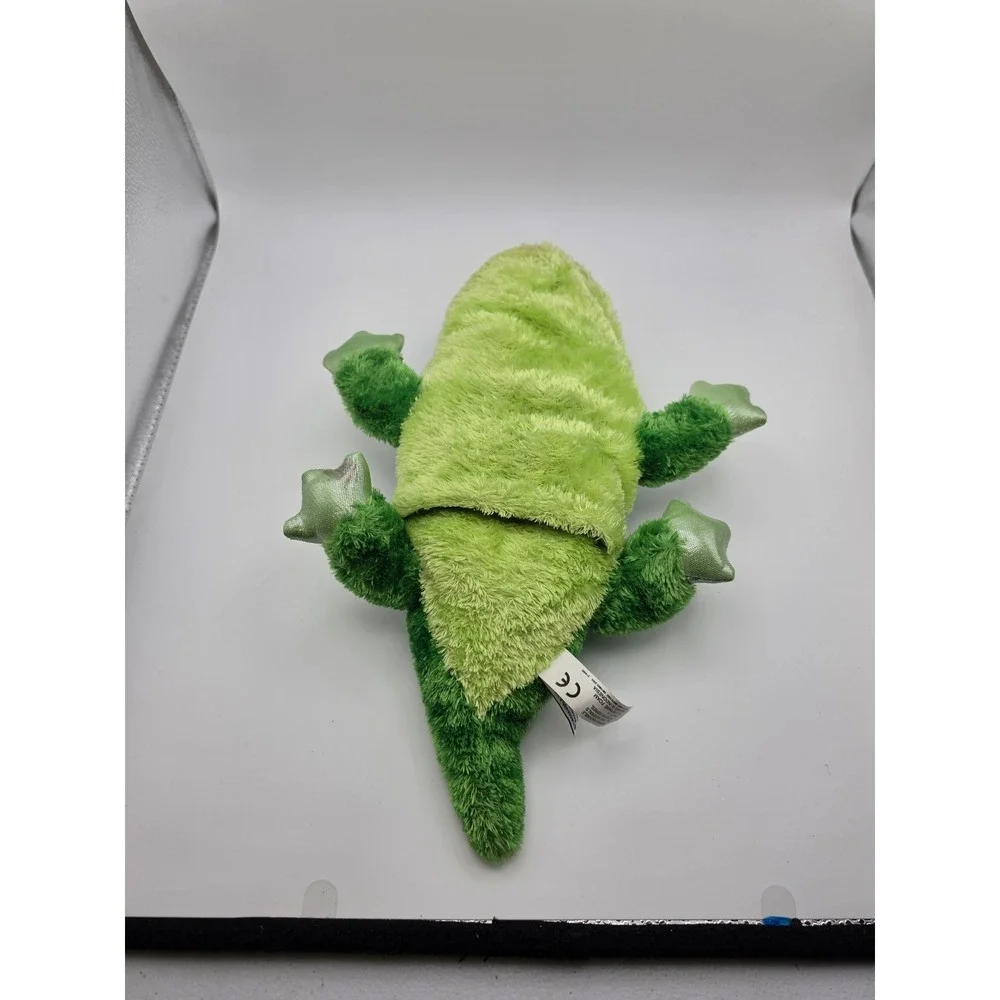 Aurora World Green Alligator Hand Puppet Plush Metallic Feet Blue Eyes Toy